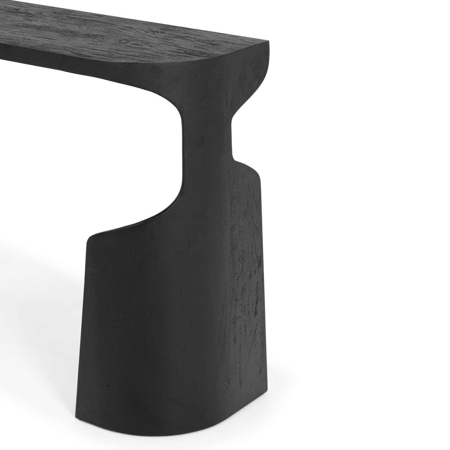A black oak wood console table in the style of the Pryor Console table by Caste.